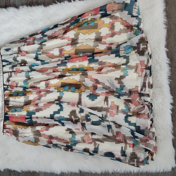 French Connection Abstract Silk Trimmed Empire Spring Dress - Picture 4 of 11